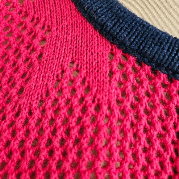 Breckenridge Americana Patriotic Red Blue Color Block Button Front Cardigan L - Picture 8 of 11